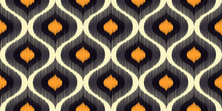 Ikat seamless ogee vector pattern. Aztec tribal abstract modern textile print. Damask style...