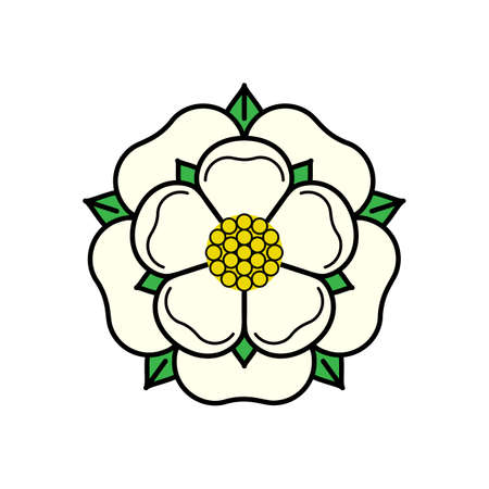 Tudor rose vector isolated icon. Traditional heraldic emblem of England. The war of roses of houses Lancaster and York.のイラスト素材