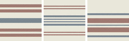 Modern french Farmhouse patterns set  in teal blue, burgundy red and beige colors. Seamless vector background. Linen vintage kitchen fabric. Textile ribbon trim texture.のイラスト素材