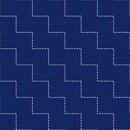 Japanese sashiko embroidery seamless vector pattern. Needlework fabric design. Background with...