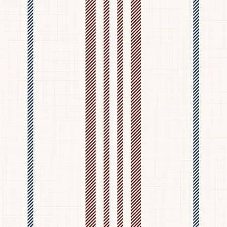 Modern french Farmhouse pattern in teal blue, burgundy red and beige colors. Seamless vector background. Linen vintage kitchen fabric. Textile ribbon trim texture.のイラスト素材