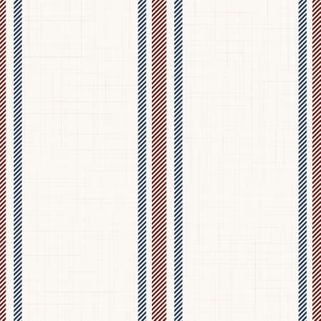 Modern french Farmhouse pattern in teal blue, burgundy red and beige colors. Seamless vector background. Linen vintage kitchen fabric. Textile ribbon trim texture.のイラスト素材