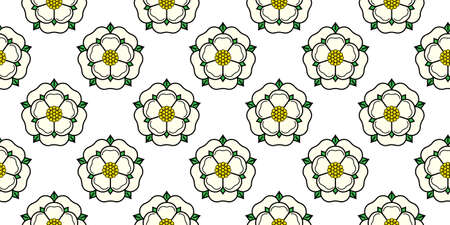 Tudor rose vector seamless pattern. Traditional heraldic emblem of England. The war of roses of houses Lancaster and York.のイラスト素材