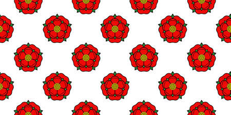 Tudor rose vector seamless pattern. Traditional heraldic emblem of England. The war of roses of houses Lancaster and York.のイラスト素材
