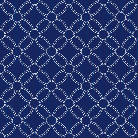 Japanese sashiko embroidery seamless vector pattern. Needlework fabric design. Background with...