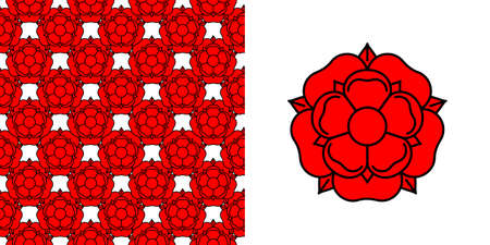 Tudor rose vector seamless pattern. Traditional heraldic emblem of England. The war of roses of houses Lancaster and York.のイラスト素材
