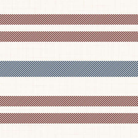 Modern french Farmhouse pattern in teal blue, burgundy red and beige colors. Seamless vector background. Linen vintage kitchen fabric. Textile ribbon trim texture.のイラスト素材