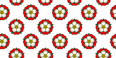 Tudor rose vector seamless pattern. Traditional heraldic emblem of England. The war of roses of houses Lancaster and York.のイラスト素材