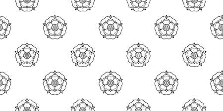 Tudor rose vector seamless pattern. Traditional heraldic emblem of England. The war of roses of houses Lancaster and York.のイラスト素材