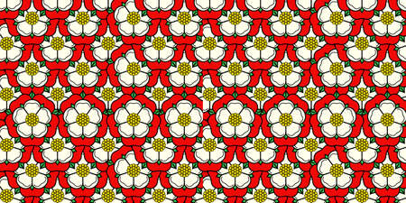 Tudor rose vector seamless pattern. Traditional heraldic emblem of England. The war of roses of houses Lancaster and York.のイラスト素材
