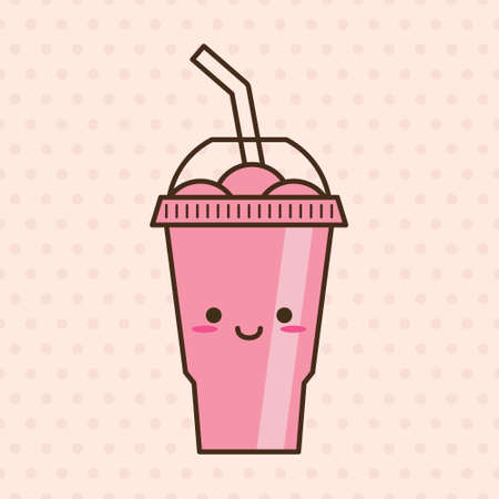 Vector slush drink isolated icon. Cartoon ice cup (Frozen Drink). Emoji clipart drawing of tropical smoothie shake.のイラスト素材