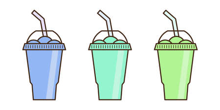 Vector slush drink isolated icon. Cartoon ice cup (Frozen Drink). Emoji clipart drawing of tropical smoothie shake.のイラスト素材