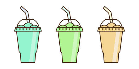 Vector slush drink isolated icon. Cartoon ice cup (Frozen Drink). Emoji clipart drawing of tropical smoothie shake.のイラスト素材