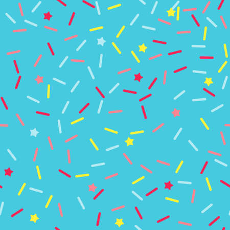 Donut sprinkle rainbow vector seamless background. Confetti cake icing glaze. Ice cream Birthday party pattern. Kids dessert repeat bakery texture.のイラスト素材