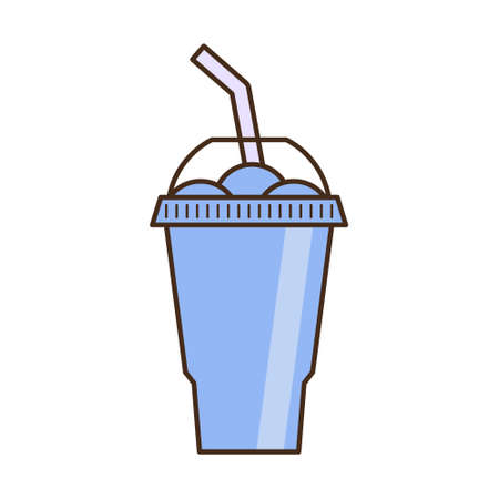 Vector slush drink isolated icon. Cartoon ice cup (Frozen Drink). Emoji clipart drawing of tropical smoothie shake.のイラスト素材