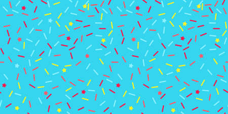 Donut sprinkle rainbow vector seamless background. Confetti cake icing glaze. Ice cream Birthday party pattern. Kids dessert repeat bakery texture.のイラスト素材