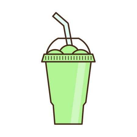 Vector slush drink isolated icon. Cartoon ice cup (Frozen Drink). Emoji clipart drawing of tropical smoothie shake.のイラスト素材