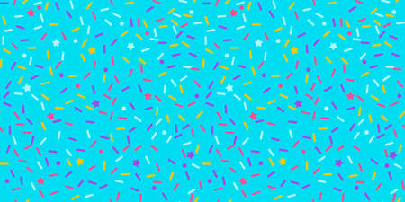 Donut sprinkle rainbow vector seamless background. Confetti cake icing glaze. Ice cream Birthday party pattern. Kids dessert repeat bakery texture.のイラスト素材