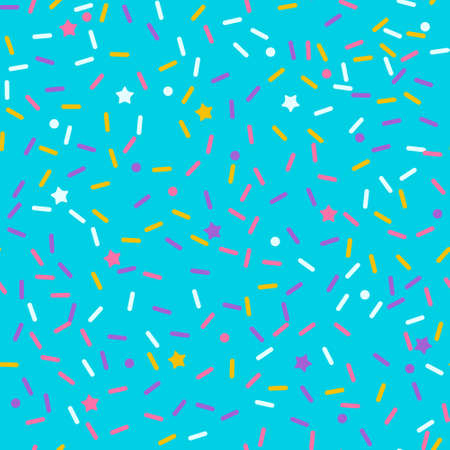Donut sprinkle rainbow vector seamless background. Confetti cake icing glaze. Ice cream Birthday party pattern. Kids dessert repeat bakery texture.のイラスト素材