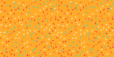 Donut sprinkle rainbow vector seamless background. Confetti cake icing glaze. Ice cream Birthday party pattern. Kids dessert repeat bakery texture.のイラスト素材