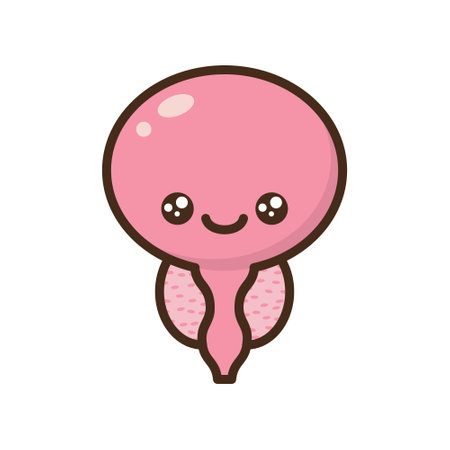 Cartoon benign and prostate vector illustration. Icon character of male urology inflammation disease. Flat design for diagram, medical journal article. Prostatitis, enlarged,obstruction,hypertrophyのイラスト素材