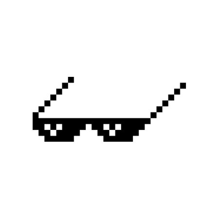 Black pixel Boss glasses meme vector illustration. Thug life design. 8 bit mafia gangster funky logo. Summer rap music isolated graphic element.のイラスト素材