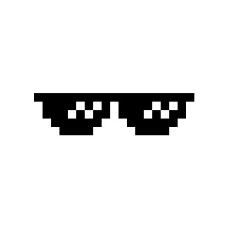 Black pixel Boss glasses meme vector illustration. Thug life design. 8 bit mafia gangster funky logo. Summer rap music isolated graphic element.のイラスト素材