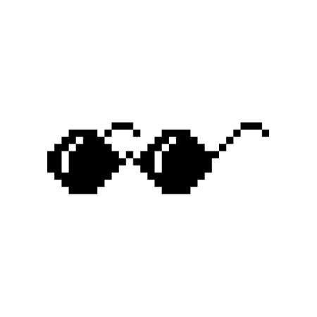 Black pixel Boss glasses meme vector illustration. Thug life design. 8 bit mafia gangster funky logo. Summer rap music isolated graphic element.のイラスト素材