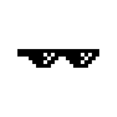 Black pixel Boss glasses meme vector illustration. Thug life design. 8 bit mafia gangster funky logo. Summer rap music isolated graphic element.のイラスト素材