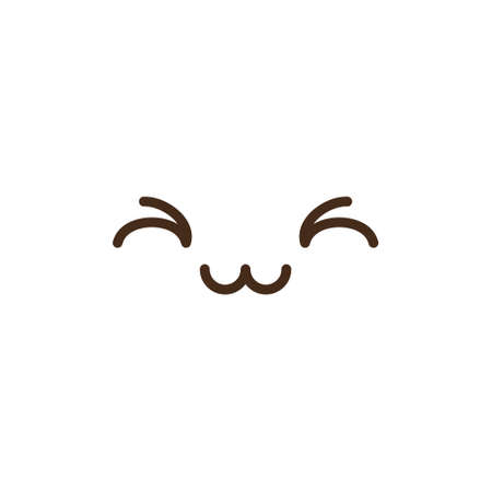 Vector kawaii anime emoji isolated icons set. Cartoon logo collection. Outline clipart drawing. Japanese manga face illustration.のイラスト素材