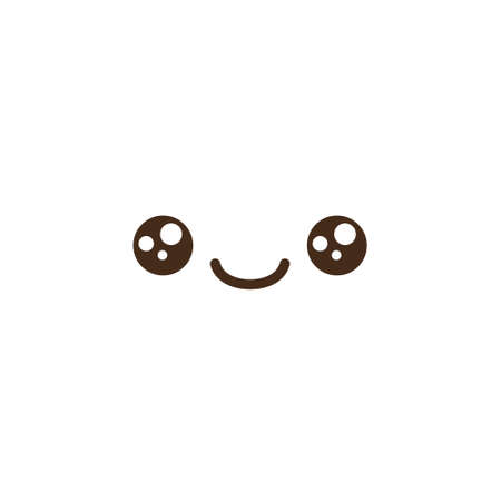 Vector kawaii anime emoji isolated icons set. Cartoon logo collection. Outline clipart drawing. Japanese manga face illustration.のイラスト素材