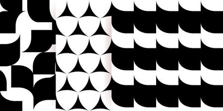 Boho seamless patterns set in a minimal mid century modern style. Celestial geometry Vector texture design. Geometric black and white background for cosmetics, tattoo, Spa, social media.のイラスト素材