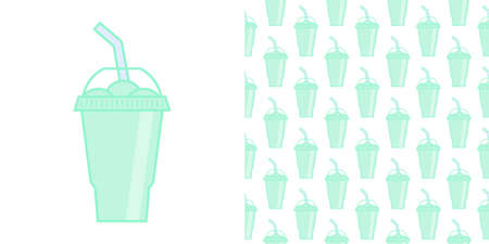 Vector slush drink isolated icon. Cartoon ice cup (Frozen Drink). Emoji clipart drawing of tropical smoothie shake.のイラスト素材