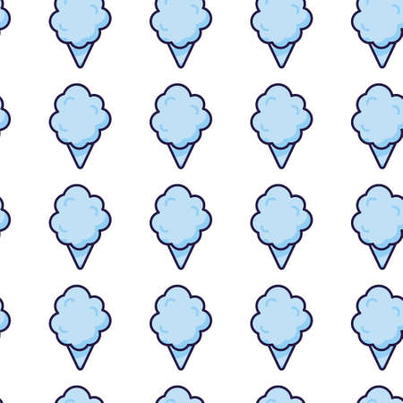 Cotton candy icon vector seamless pattern. Sweet dessert cloud food. Funny isolated clipart drawing. Carnival party baby and kids snack. Cute illustration.のイラスト素材