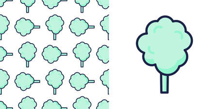 Cotton candy icon vector seamless pattern. Sweet dessert cloud food. Funny isolated clipart drawing. Carnival party baby and kids snack. Cute illustration.のイラスト素材