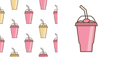Vector slush drink isolated icon. Cartoon ice cup (Frozen Drink). Emoji clipart drawing of tropical smoothie shake.のイラスト素材