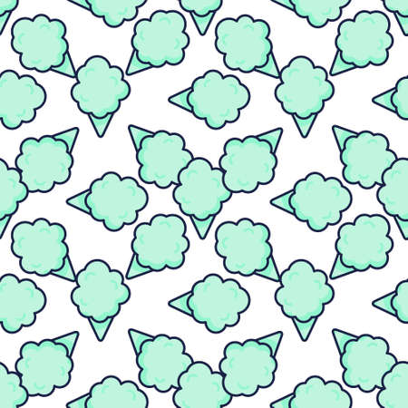 Cotton candy icon vector seamless pattern. Sweet dessert cloud food. Funny isolated clipart drawing. Carnival party baby and kids snack. Cute illustration.のイラスト素材