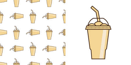 Vector slush drink isolated icon. Cartoon ice cup (Frozen Drink). Emoji clipart drawing of tropical smoothie shake.のイラスト素材