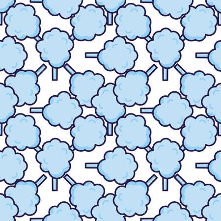Cotton candy icon vector seamless pattern. Sweet dessert cloud food. Funny isolated clipart drawing. Carnival party baby and kids snack. Cute illustration.のイラスト素材