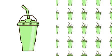 Vector slush drink isolated icon. Cartoon ice cup (Frozen Drink). Emoji clipart drawing of tropical smoothie shake.のイラスト素材