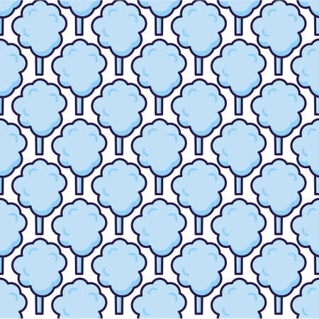 Cotton candy emoji vector character. Anime style cartoon sweet food. Funny kawaii face isolated clipart drawing. Carnival party cloud snack. Cute illustration.のイラスト素材