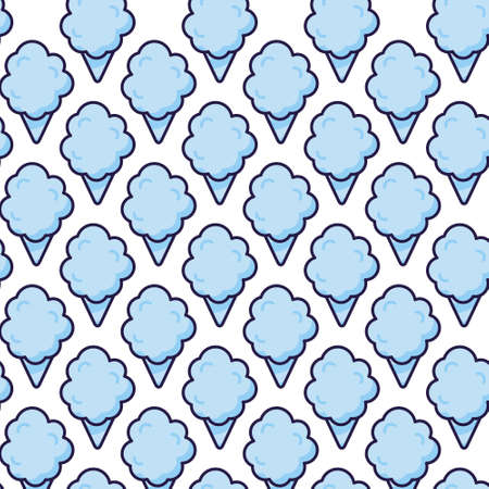 Cotton candy icon vector seamless pattern. Sweet dessert cloud food. Funny isolated clipart drawing. Carnival party baby and kids snack. Cute illustration.のイラスト素材