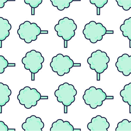 Cotton candy emoji vector character. Anime style cartoon sweet food. Funny kawaii face isolated clipart drawing. Carnival party cloud snack. Cute illustration.のイラスト素材