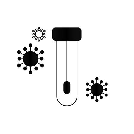 PCR virus test vector line icon. Medical laboratory analysis outline. Pictogram web design isolated illustration. DNA lab swab kit.のイラスト素材