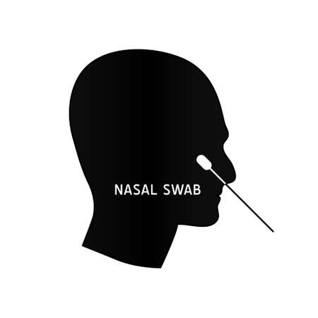 PCR virus test vector line icon. Medical laboratory analysis outline. Pictogram web design isolated illustration. DNA lab swab kit.のイラスト素材