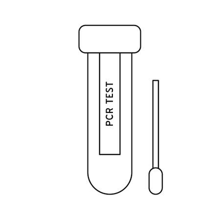 PCR virus test vector line icon. Medical laboratory analysis outline. Pictogram web design isolated illustration. DNA lab swab kit.のイラスト素材