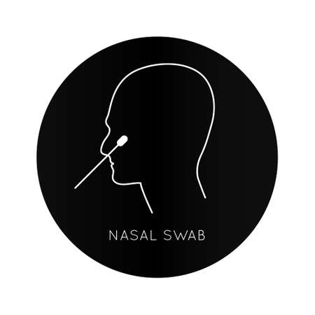 PCR virus test vector line icon. Medical laboratory analysis outline. Pictogram web design isolated illustration. DNA lab swab kit.のイラスト素材