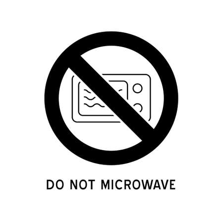 Microwave oven safe vector outline icon. Wave Cooking line.  Reheat meal  kitchen pictogram. Instructions for packaging food products. Isolated elements.のイラスト素材
