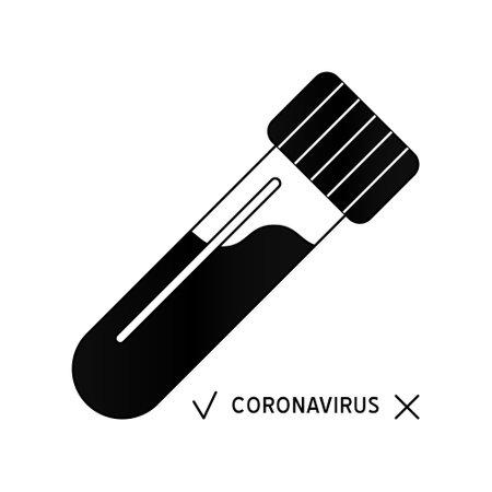 Covid-19 PCR virus test vector line icon. Medical laboratory analysis outline logo. Pictogram web design isolated illustration. DNA lab swab kit.のイラスト素材