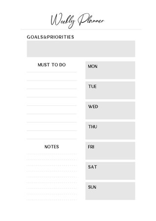 Printable vector planner. Modern business organizer template. Blank Vertical journal notebook page. Background design frame. Paper sheet size A4.Checklist,date,notes, habit tracker.のイラスト素材